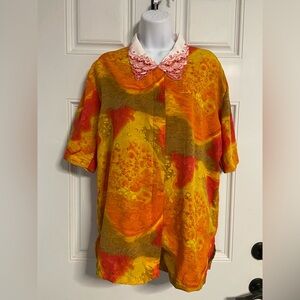 T17a- JESSE Orange Abstract LaserCut Shirt